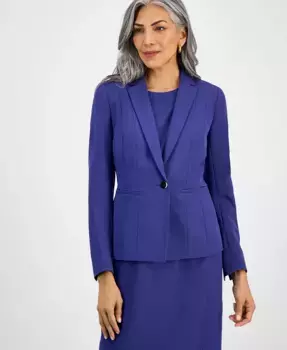 Женский приталенный однобортный пиджак со швами, Regular & Petite Kasper, фиолетовый