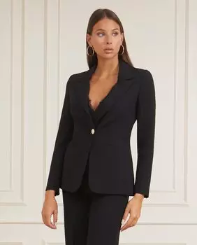 Женский приталенный пиджак макси с поясом Marciano by Guess, черный