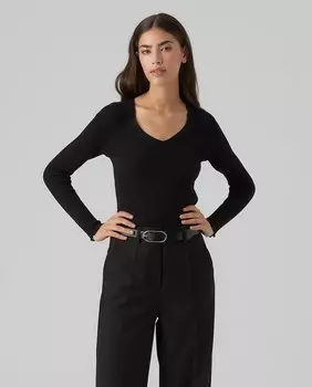 Женский приталенный свитер с длинными рукавами Vero Moda, черный