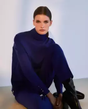 Женский приталенный свитер с длинными рукавами Woman El Corte Ingls, цвет Azul tinta