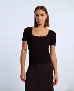 Женский приталенный свитер с короткими рукавами Lili Sidonio, черный