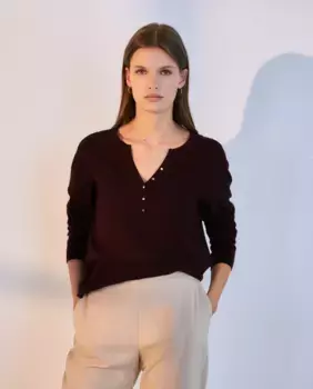 Женский приталенный свитер с воротником-пекарем Woman El Corte Ingls, цвет 291 Berenjena