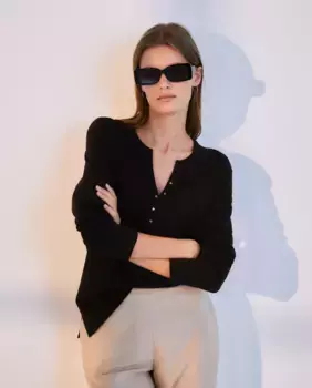 Женский приталенный свитер с воротником-пекарем Woman El Corte Ingls, черный