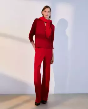 Женский приталенный свитер с воротником-пекарем Woman El Corte Ingls, красный