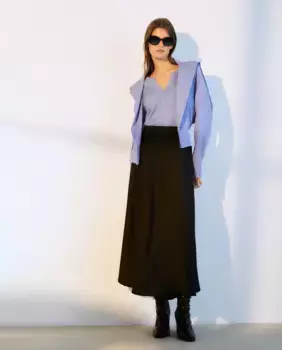 Женский приталенный свитер с воротником-пекарем Woman El Corte Ingls, индиго