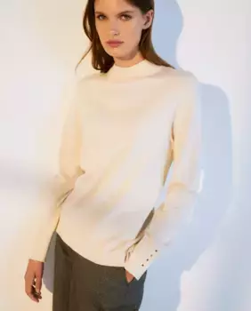 Женский приталенный свитер с воротником Perkins Woman El Corte Ingls, цвет 120 Crudo