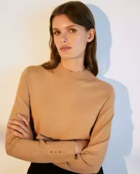 Женский приталенный свитер с воротником Perkins Woman El Corte Ingls, цвет 730 Camel