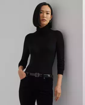 Женский приталенный свитер с высоким воротником Lauren Ralph Lauren, черный