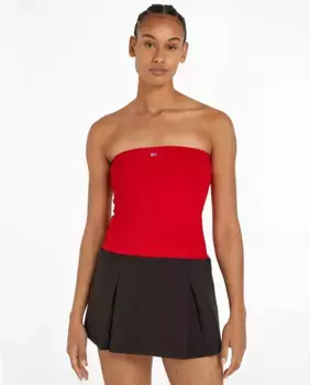 Женский приталенный топ без бретелек Tommy Jeans, красный