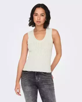 Женский приталенный топ без рукавов Only, белый