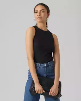 Женский приталенный топ без рукавов Vero Moda, черный
