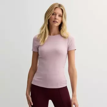 Женский приталенный топ с круглым вырезом в рубчик Nine West, цвет Washed Grape