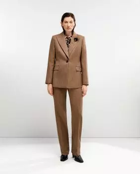 Женский приталенный жакет в елочку El Corte Ingls, светло-коричневый