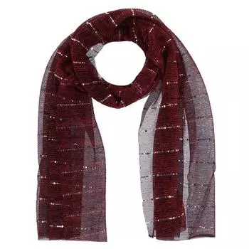 Женский прозрачный легкий шарф в блестящую металлическую полоску CTM, цвет burgundy