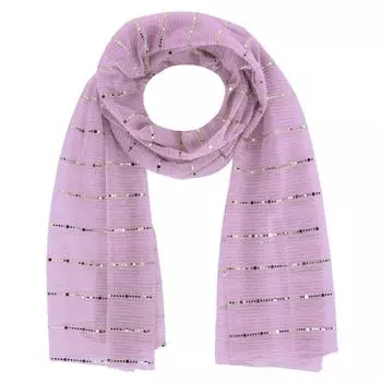 Женский прозрачный легкий шарф в блестящую металлическую полоску CTM, розовый