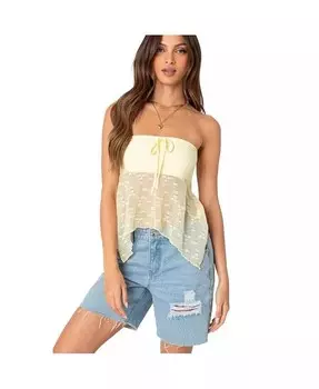 Женский прозрачный топ без бретелек с вышивкой Edikted, желтый