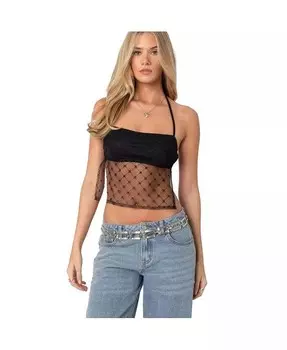 Женский прозрачный топ с открытой спиной и пайетками Edikted, черный