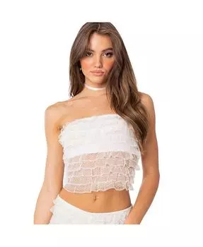 Женский прозрачный топ-труба с рюшами Julianna Edikted, белый