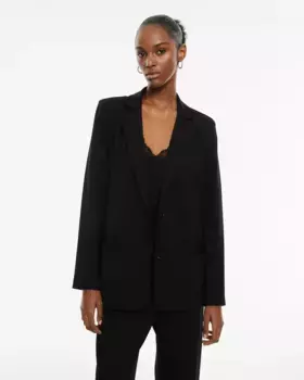Женский прямой блейзер с застежкой на пуговицы System Action, чёрный
