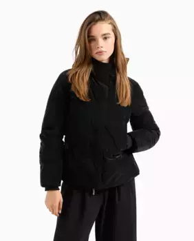 Женский пуховик из нейлона с эффектом капсульного бархата A LINE Armani Exchange, черный