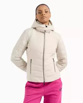 Женский пуховик из переработанного сырья со съемным капюшоном Armani Exchange, бежевый