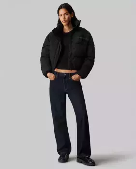 Женский пуховик монограмма шенилл Calvin Klein Jeans, черный