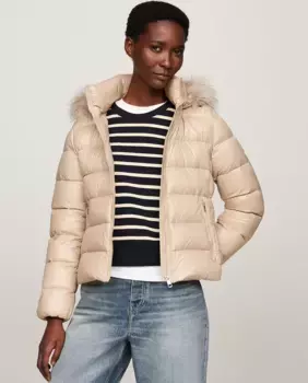 Женский пуховик на молнии и с капюшоном Tommy Hilfiger, бежевый