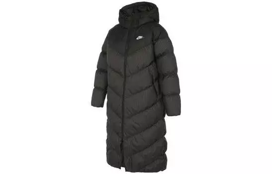 Пуховик Nike Sports Loose Casual Long Hooded, черный