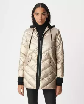 Женский пуховик с капюшоном и карманами IKKS, натуральный