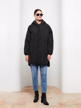 Женский пуховик с капюшоном и собственным узором LCW Casual, новый черный