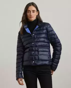 Женский пуховик с коротким воротником Lauren Ralph Lauren, тёмно-синий