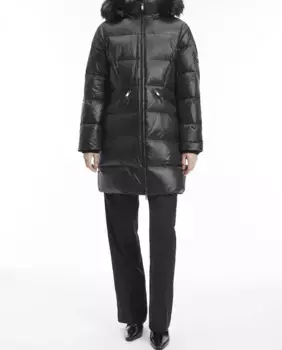 Женский пуховик с меховым капюшоном Calvin Klein, черный