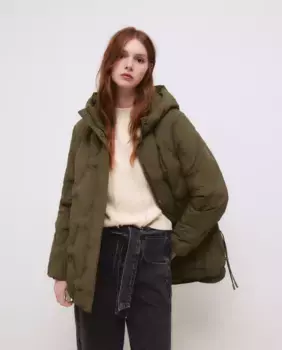 Женский пуховик с пухом и капюшоном Tintoretto, цвет 520 Kaki