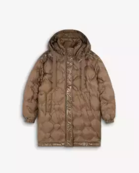 Женский пуховик с высоким воротником и отстегивающимся капюшоном Scalpers, цвет Camel