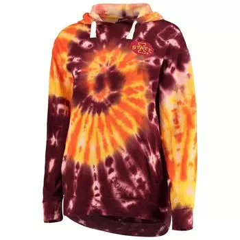 Женский пуловер большого размера с капюшоном Colosseum Cardinal Iowa State Cyclones Slow Ride Spiral Tie-Dye Colosseum