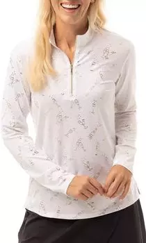 Женский пуловер для гольфа SanSoleil с принтом из фольги и длинными рукавами, воротником-стойкой