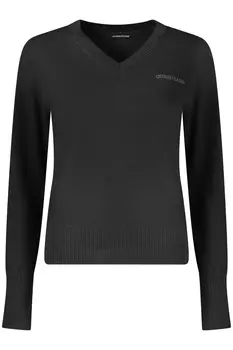 Женский пуловер Guess Jeans с добавлением шерсти и шелка и логотипом, черный