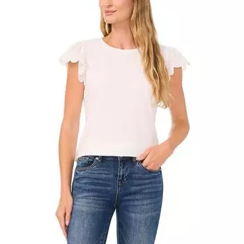 Женский пуловер из полиэстера с фестончатым узором CeCe, цвет new ivory