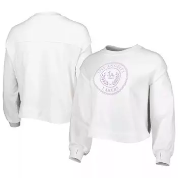 Женский пуловер Lusso White Los Angeles Lakers Lola с мячом и цепочкой
