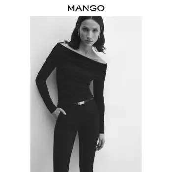 Женский пуловер Mango с открытыми плечами, черный