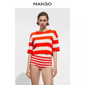 Женский пуловер Mango в рубчик, оранжевый