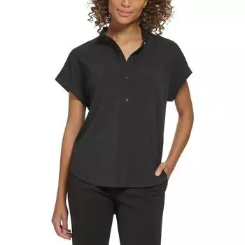 Женский пуловер Petites с высоким и низким воротником DKNY, черный