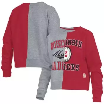 Женский пуловер Pressbox Heather Grey Wisconsin Badgers Half and Half реглан