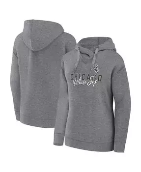 Женский пуловер с капюшоном больших размеров цвета Хизер Серый Чикаго Белый Сокс Profile