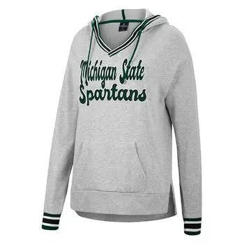 Женский пуловер с капюшоном Colosseum Heathered Michigan State Spartans Andy с v-образным вырезом Colosseum
