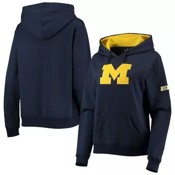 Женский пуловер с капюшоном Colosseum Navy Michigan Wolverines и большим логотипом Team, цвет Mic Navy