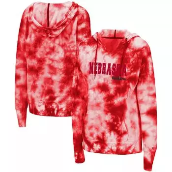 Женский пуловер с капюшоном Colosseum Scarlet Nebraska Huskers Shavonee Tie-Dye Colosseum