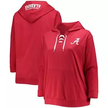 Женский пуловер с капюшоном Crimson Alabama Crimson Tide размера плюс с надписью V-образным вырезом и шнуровкой