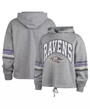 Женский пуловер с капюшоном цвета Хизер Серый Baltimore Ravens Upland Bennett '47 Brand, серый