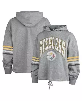 Женский пуловер с капюшоном цвета Хизер Серый Pittsburgh Steelers Upland Bennett '47 Brand, серый